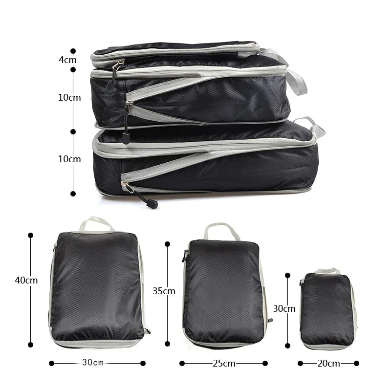 Compression Packing Cubes – Foldable Travel Luggage Organizers
