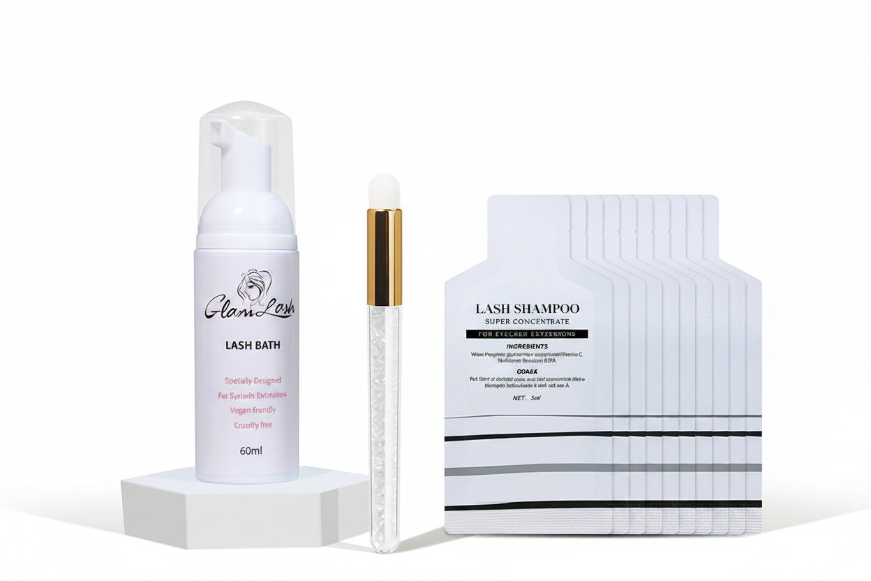 GLAMLASH Lash Shampoo Foam Cleanser – Deep Cleaning Eyelash Extension Wash, 5-Pack Concentrate
