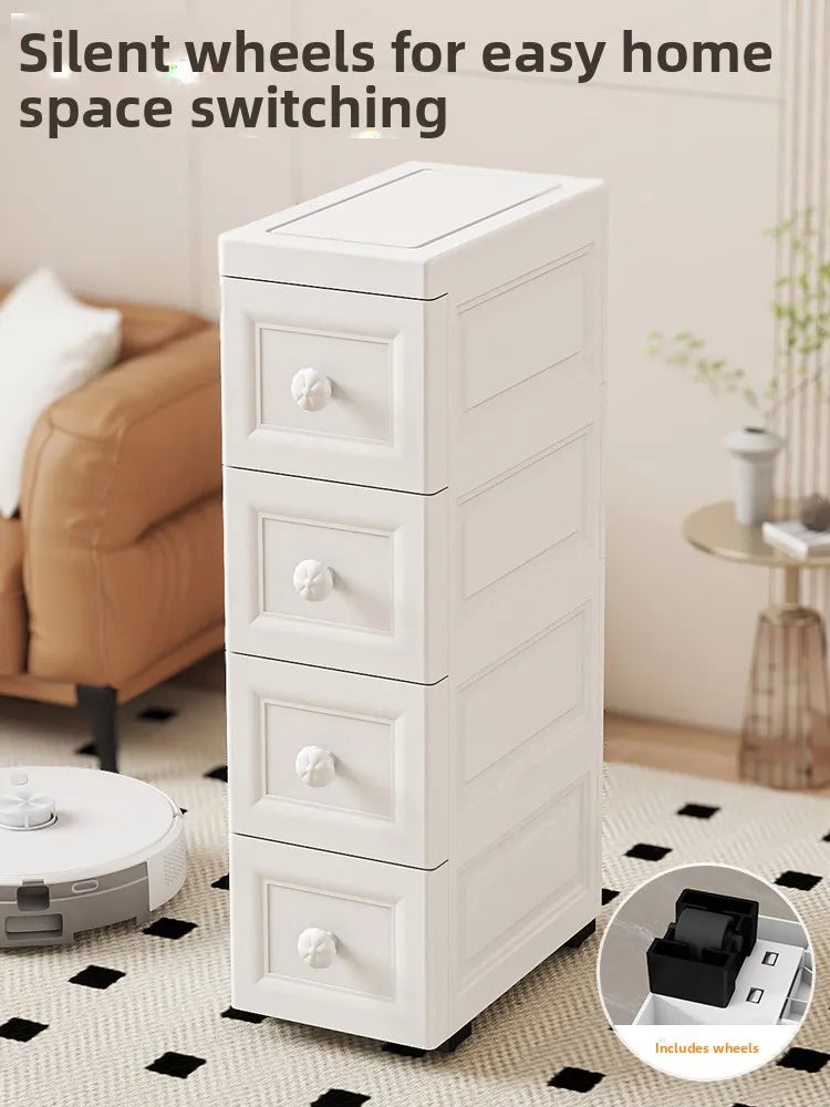 Slim Rolling Storage Cabinet with Drawers – Narrow Space Organizer