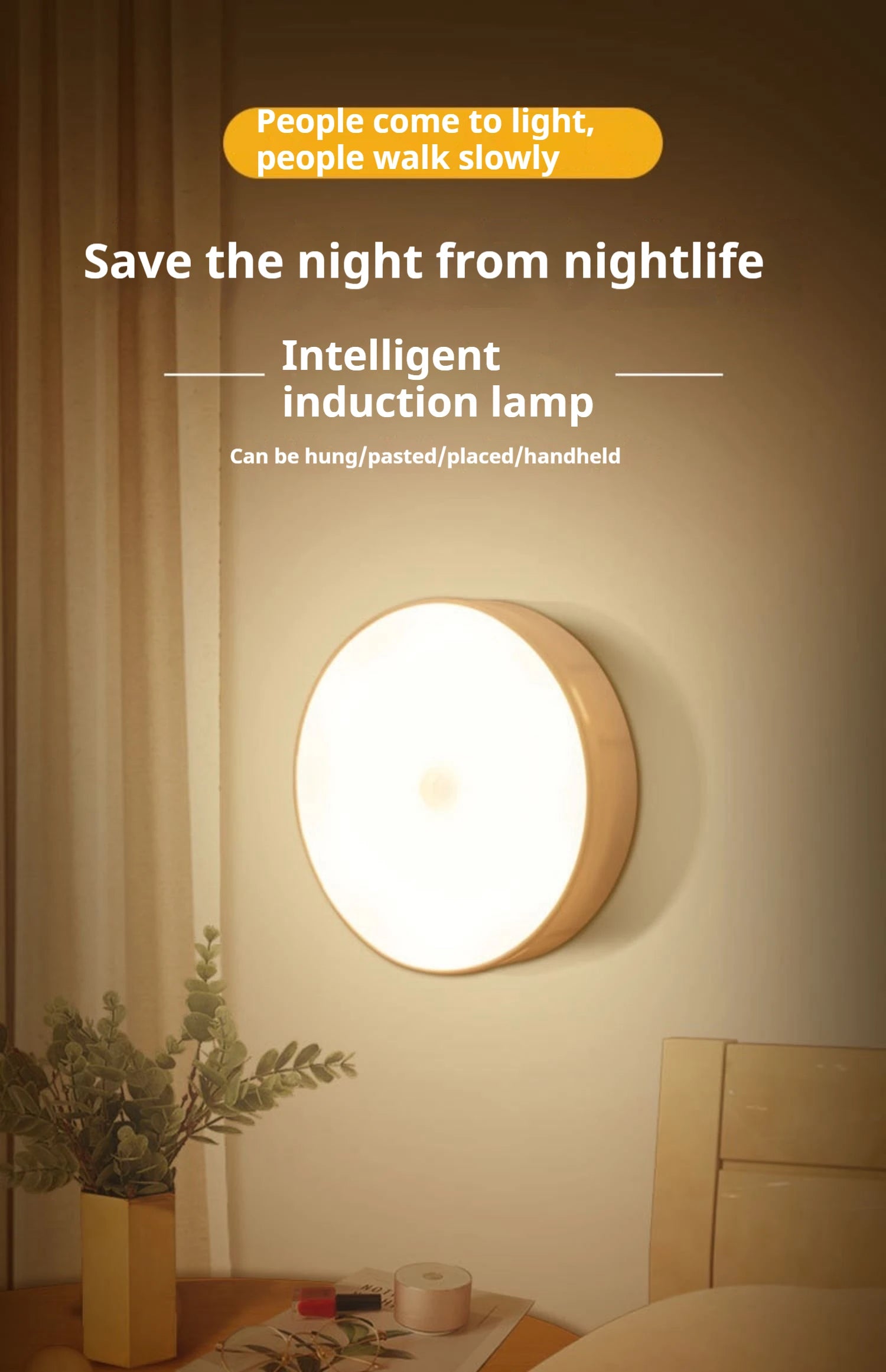 Rechargeable Motion Sensor Night Light – Wireless LED Lamp for Bedroom, Hallway, Closet & Staircase