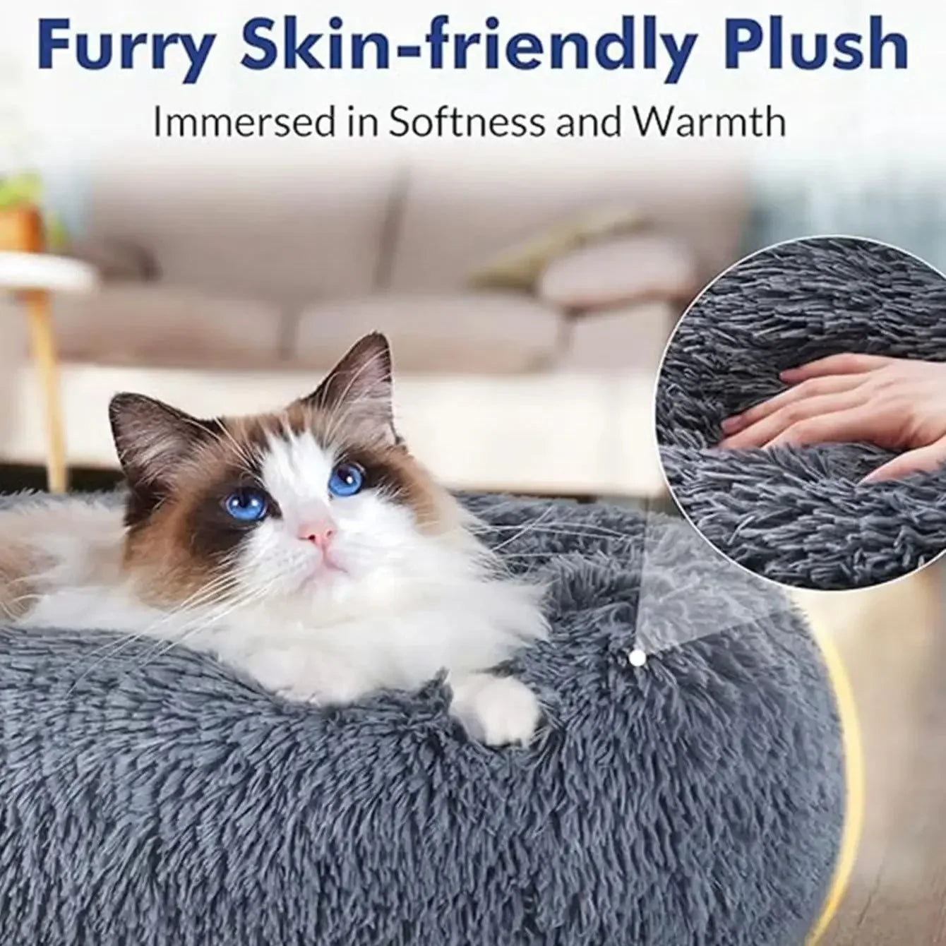 Ultra Soft Plush Round Pet Bed for Dogs & Cats