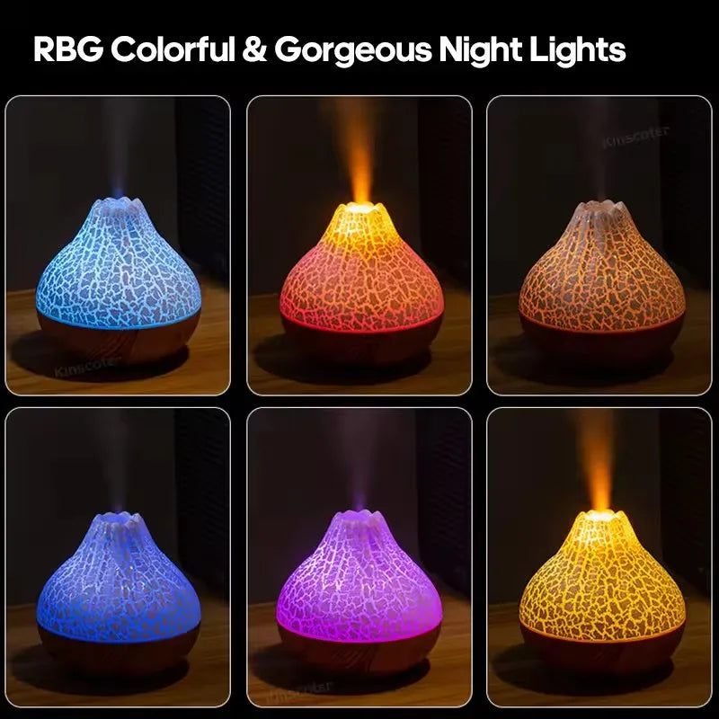 Flame-Effect Aroma Diffuser & USB Humidifier with 7-Colour Light