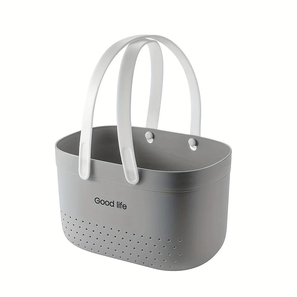 Drainable Tote Basket – Soft Handle Shower & Storage Caddy