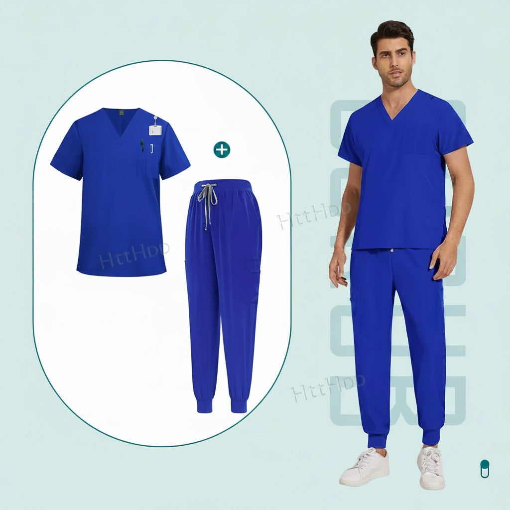 Premium V-Neck Medical Scrub Set with Jogger Pants | Soft Stretch Uniform