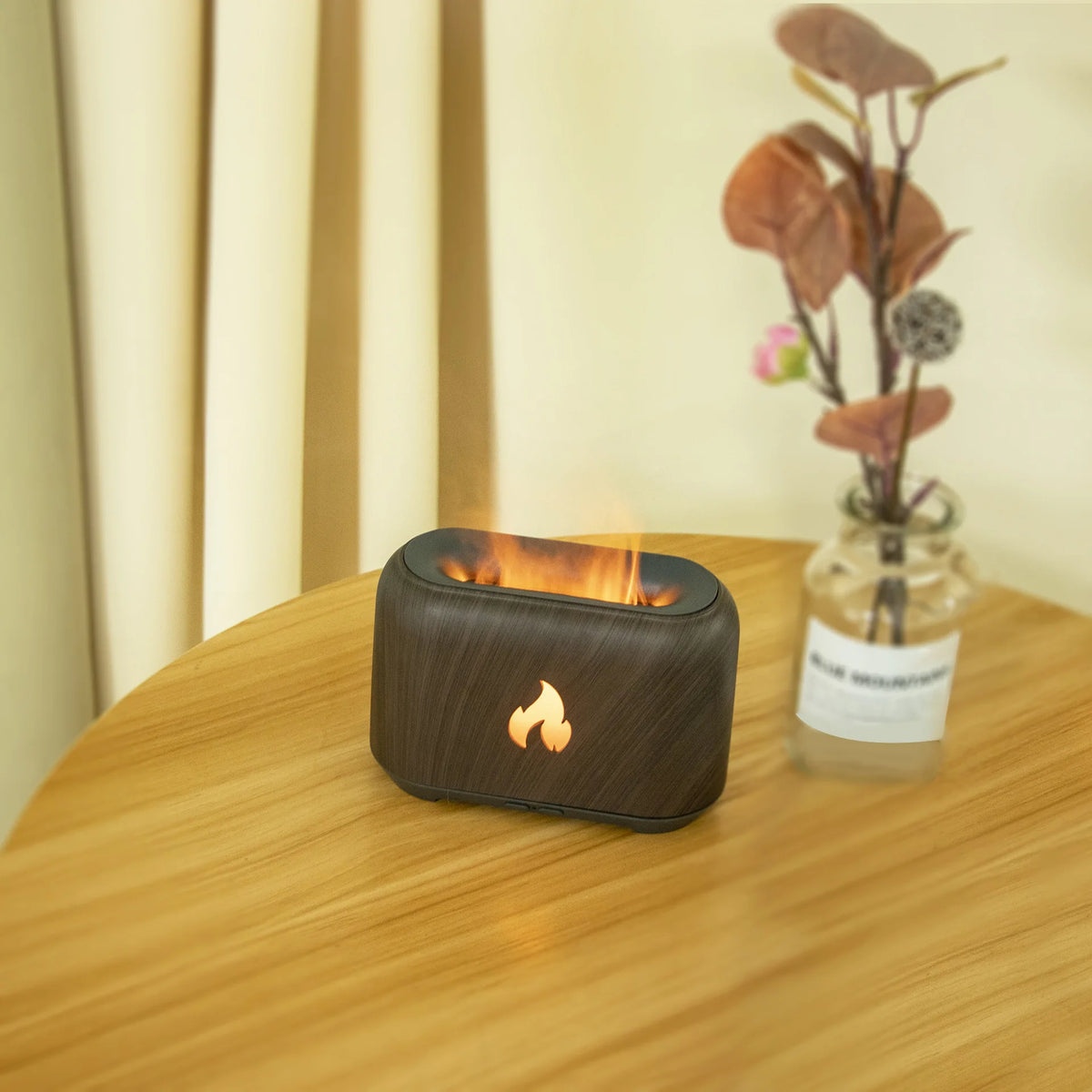 Flame-Effect Aroma Diffuser & USB Humidifier with 7-Colour Light