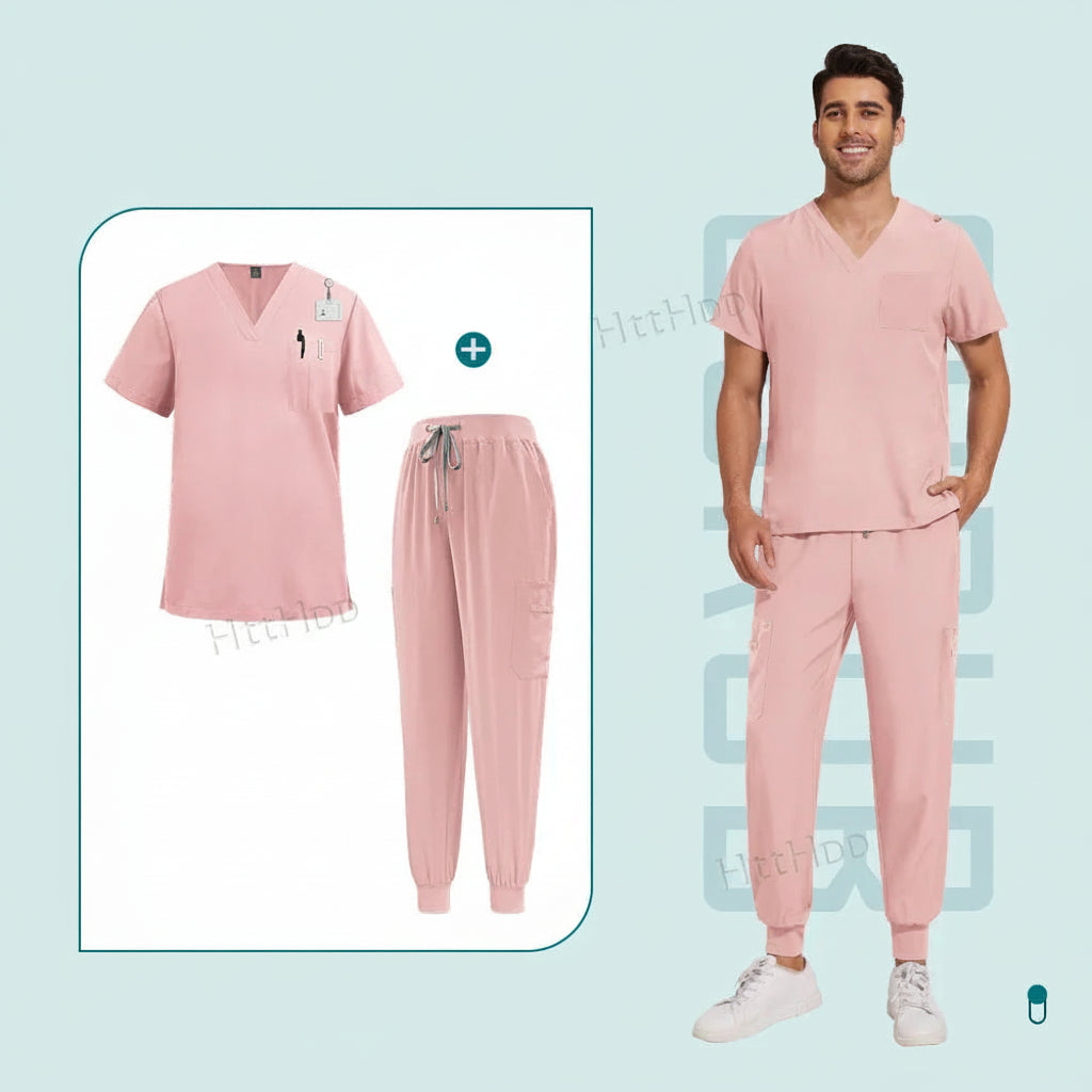 Premium V-Neck Medical Scrub Set with Jogger Pants | Soft Stretch Uniform