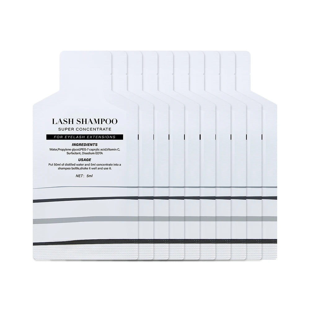 GLAMLASH Lash Shampoo Foam Cleanser – Deep Cleaning Eyelash Extension Wash, 5-Pack Concentrate