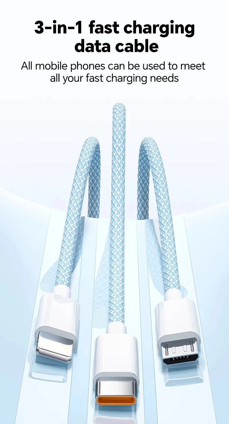 3-in-1 Fast Charging Cable – One Cable for All Your Devices