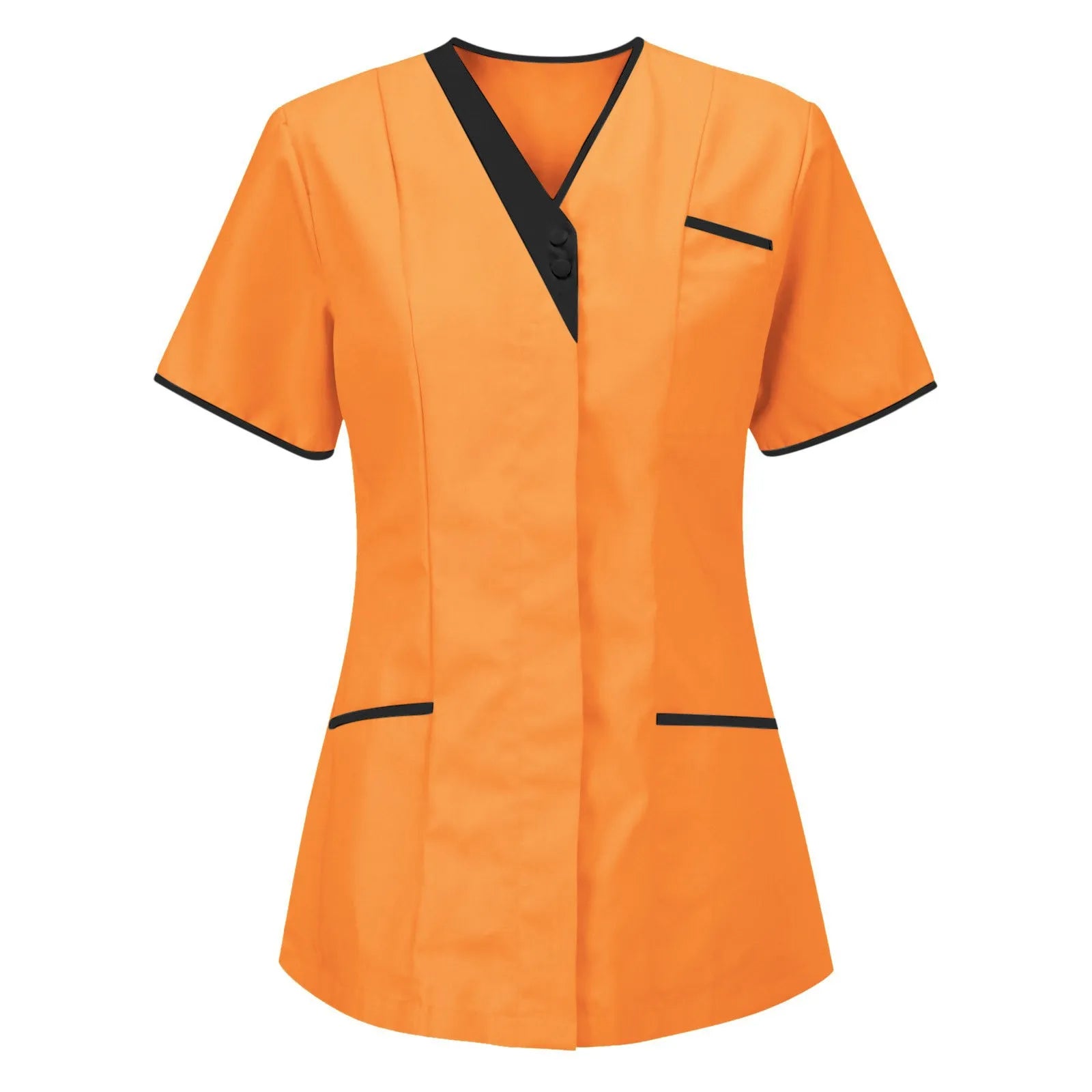 Women’s V-Neck Short Sleeve Tunic Scrubs Tops with Pockets