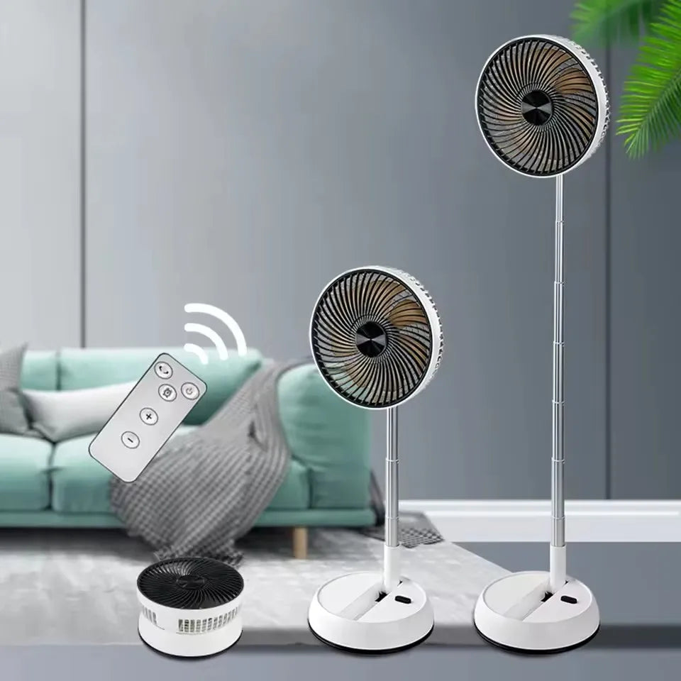 Portable Foldable Standing Fan – Rechargeable with Remote Control