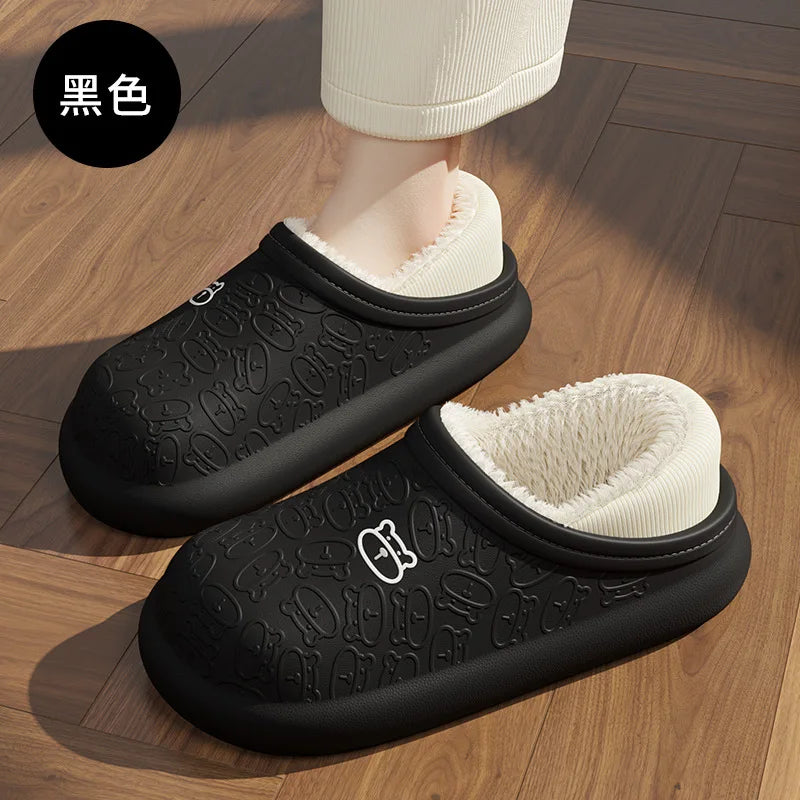 Waterproof Plush Winter Slippers – Non-Slip Indoor & Outdoor Shoes