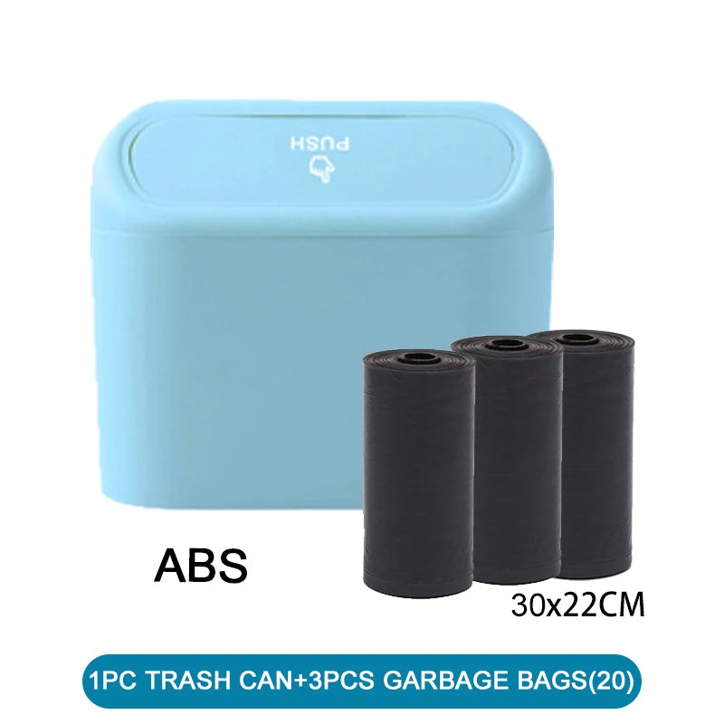 Mini Trash Can with Lid – Leakproof Car & Desk Garbage Bin, Includes 60 Bags