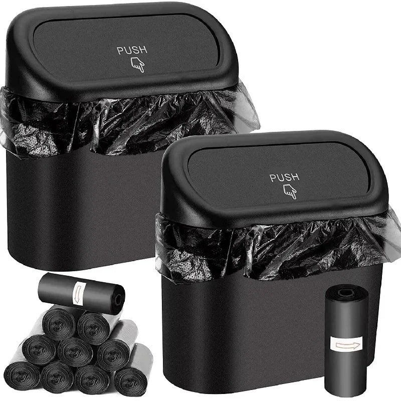 Mini Trash Can with Lid – Leakproof Car & Desk Garbage Bin, Includes 60 Bags