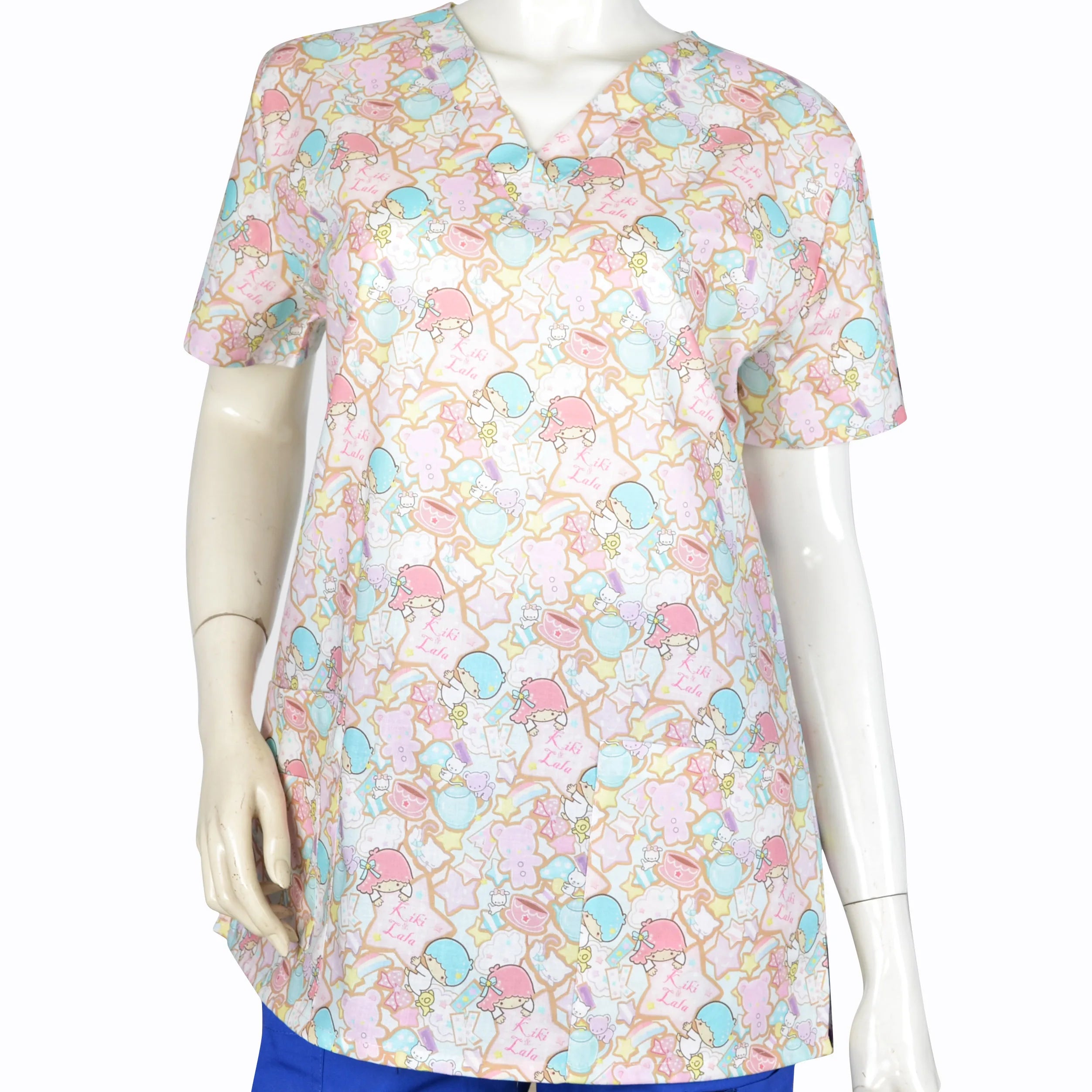 Women’s Printed V-Neck Scrub Top with Pockets – Multiple Designs