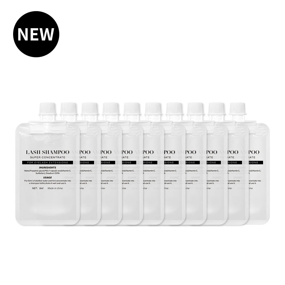 GLAMLASH Lash Shampoo Foam Cleanser – Deep Cleaning Eyelash Extension Wash, 5-Pack Concentrate