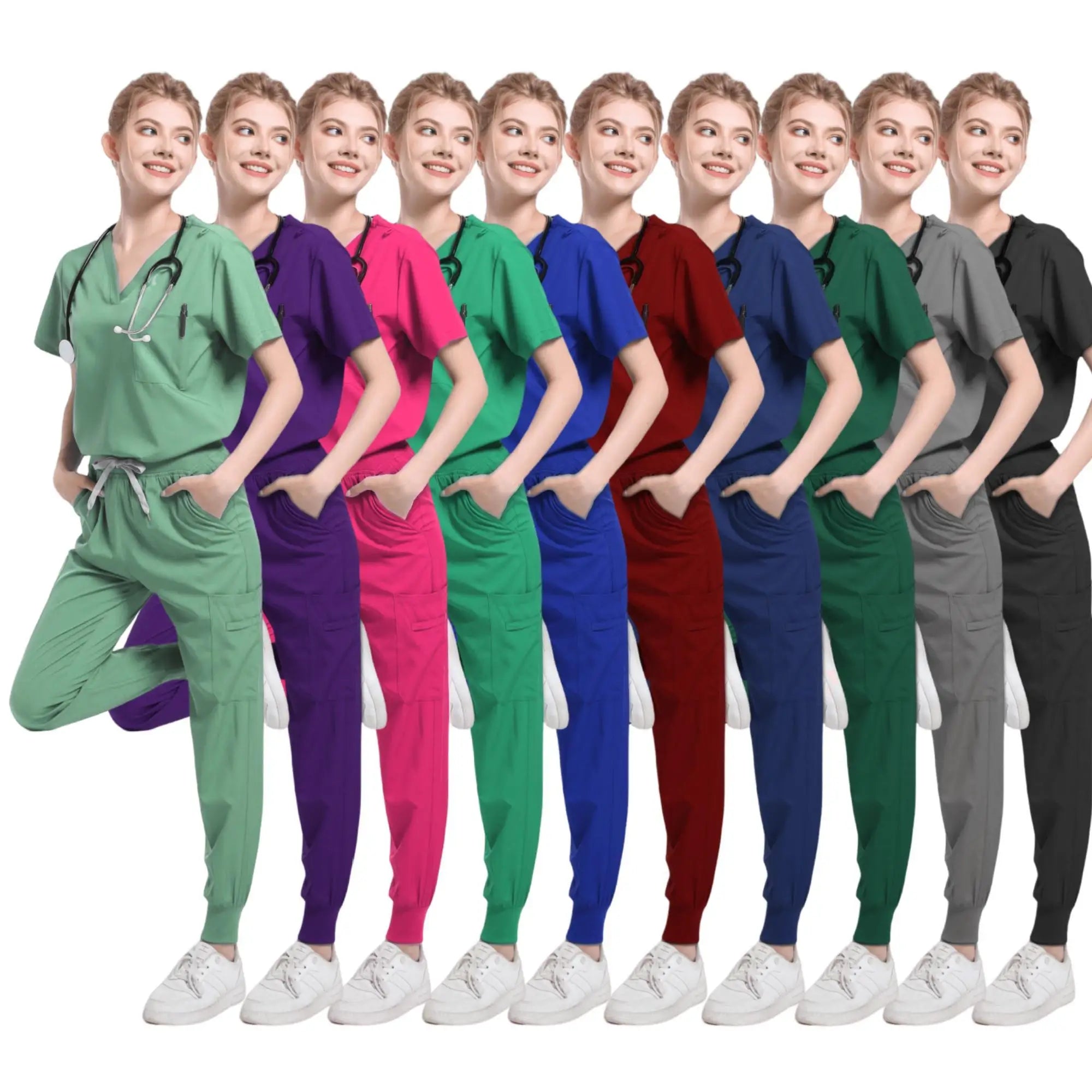 Unisex Medical Scrub Set – Stretch Nursing Uniform for Doctors, Nurses, Dental, Veterinary & Spa Professionals