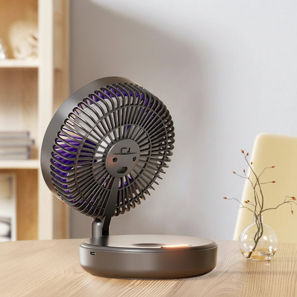 Rechargeable 3-in-1 Portable Fan – Wall Mounted, Folding, Desktop, 4 Speed Gears