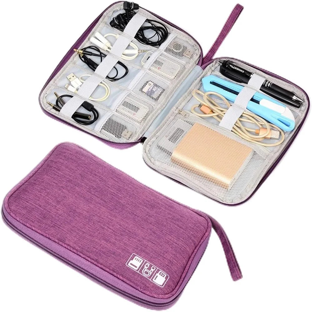 Water-Resistant Electronics Organizer Bag – Cable Travel Pouch