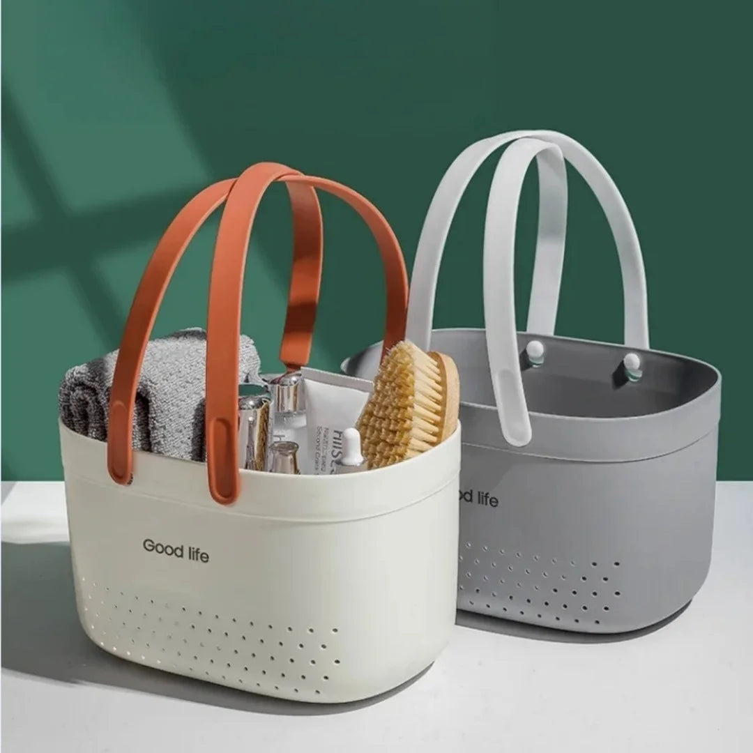 Drainable Tote Basket – Soft Handle Shower & Storage Caddy