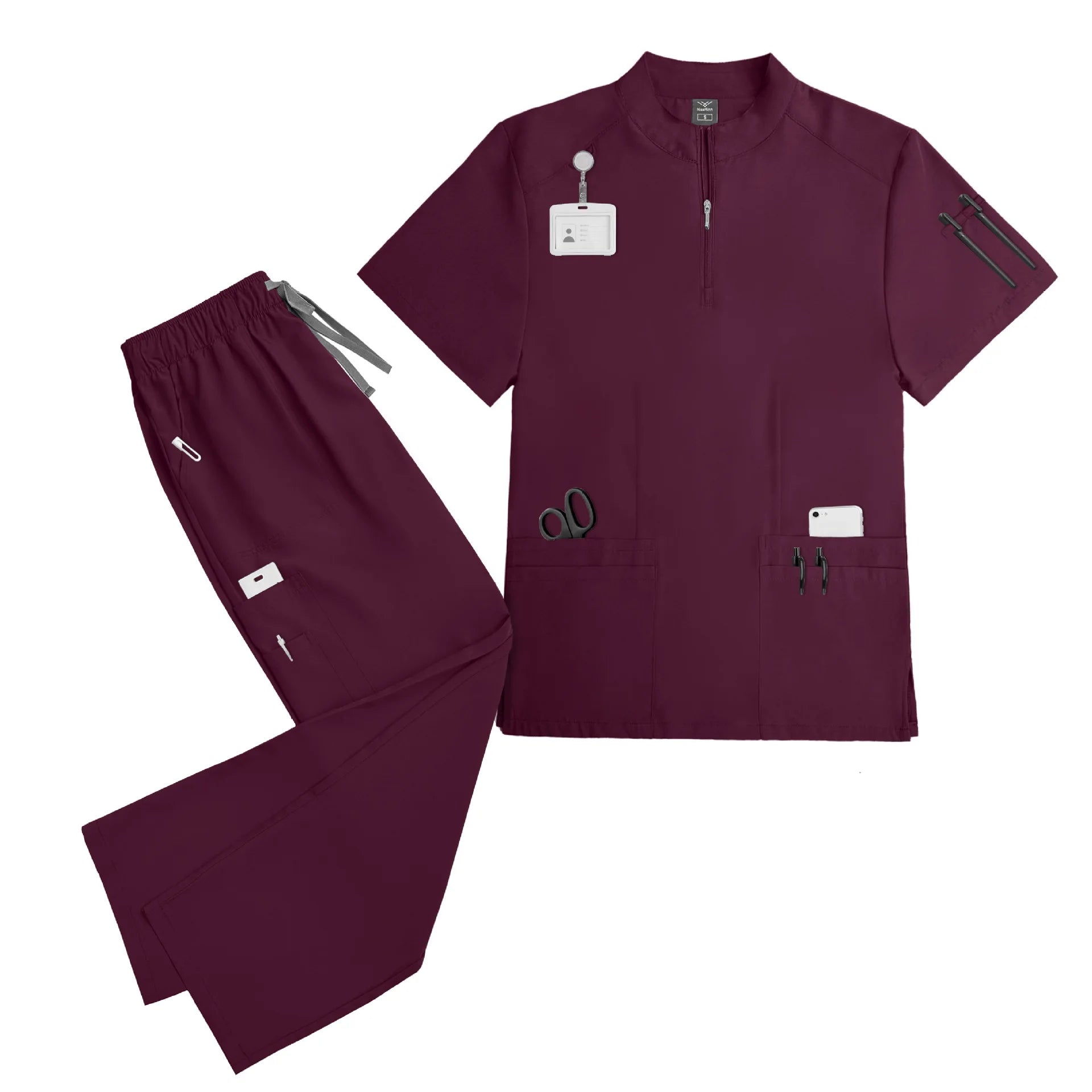 Unisex Quick-Dry Medical Scrub Set | Lightweight V-Neck .