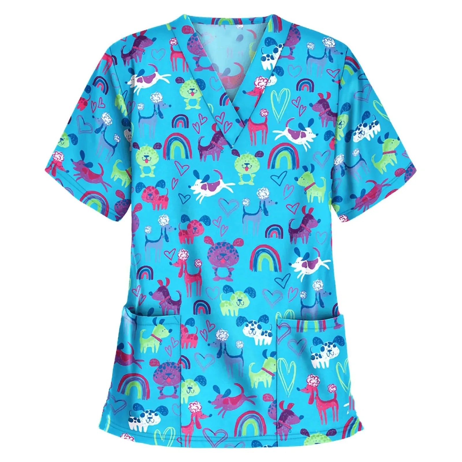 Women's Printed Medical Scrub Top | Cute Nursing & Veterinary Uniform Shirt