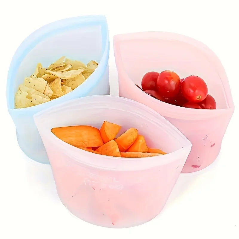 Reusable Silicone Food Storage Bags – 3-Piece Set