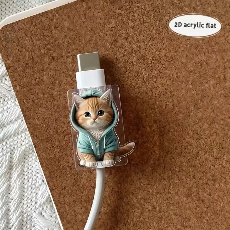 Cartoon Cat Cable Protectors – 2-Pack Cord Savers