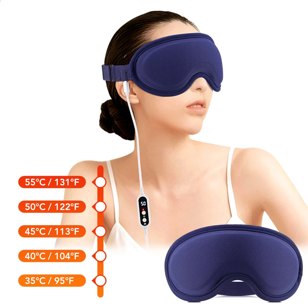Heated Eye Mask with Vibration Massage – USB Rechargeable Sleep & Dry Eye Relief