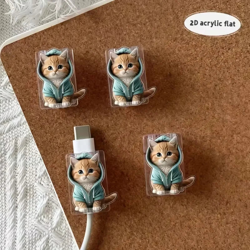 Cartoon Cat Cable Protectors – 2-Pack Cord Savers