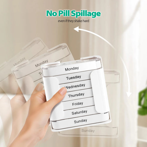 7-Day Weekly Pill Organizer with Portable 28-Grid Medicine Storage Box