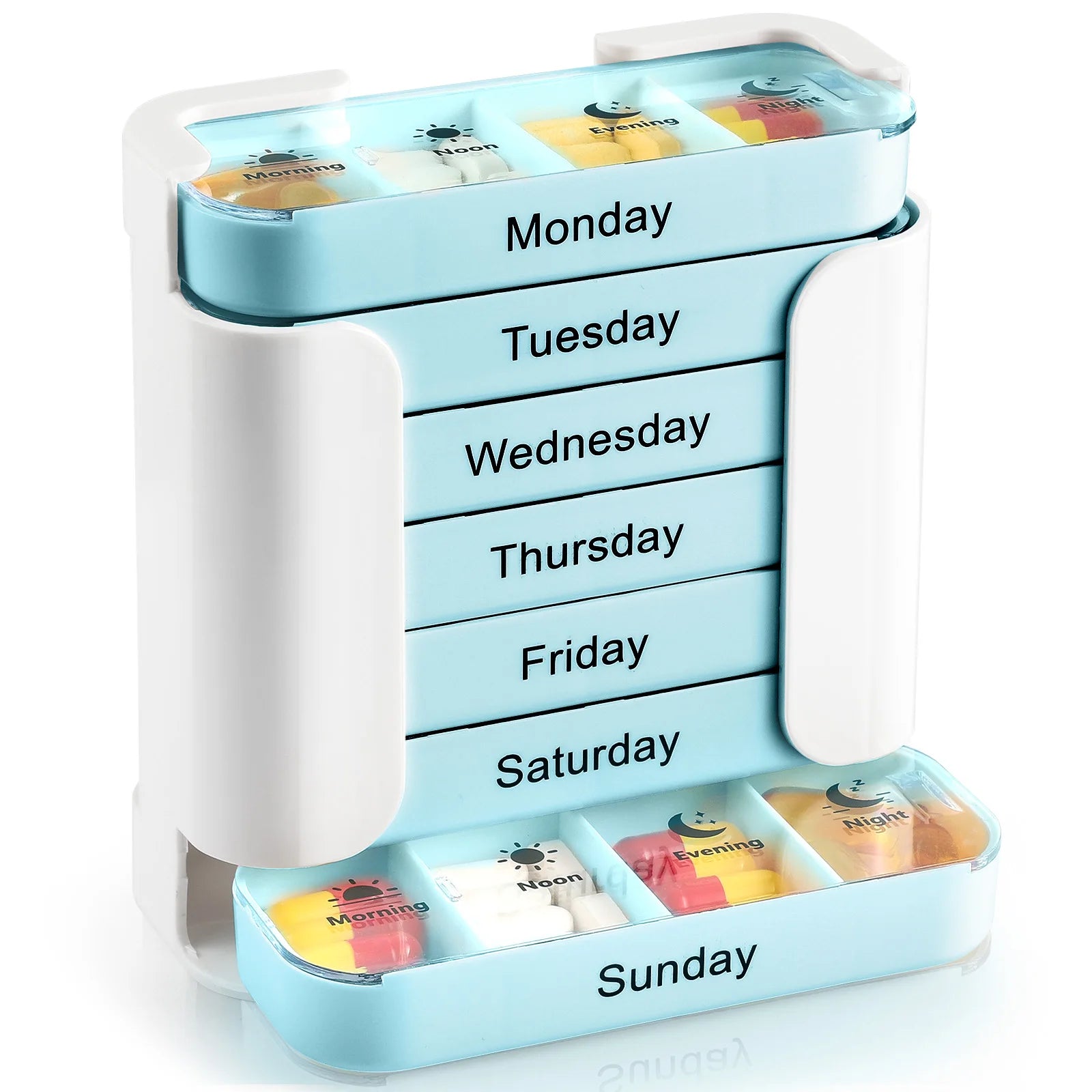 7-Day Weekly Pill Organizer with Portable 28-Grid Medicine Storage Box