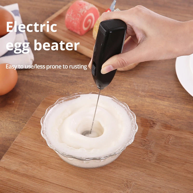 Electric Handheld Milk Frother – Stainless Steel Egg Beater for Coffee & Kitchen