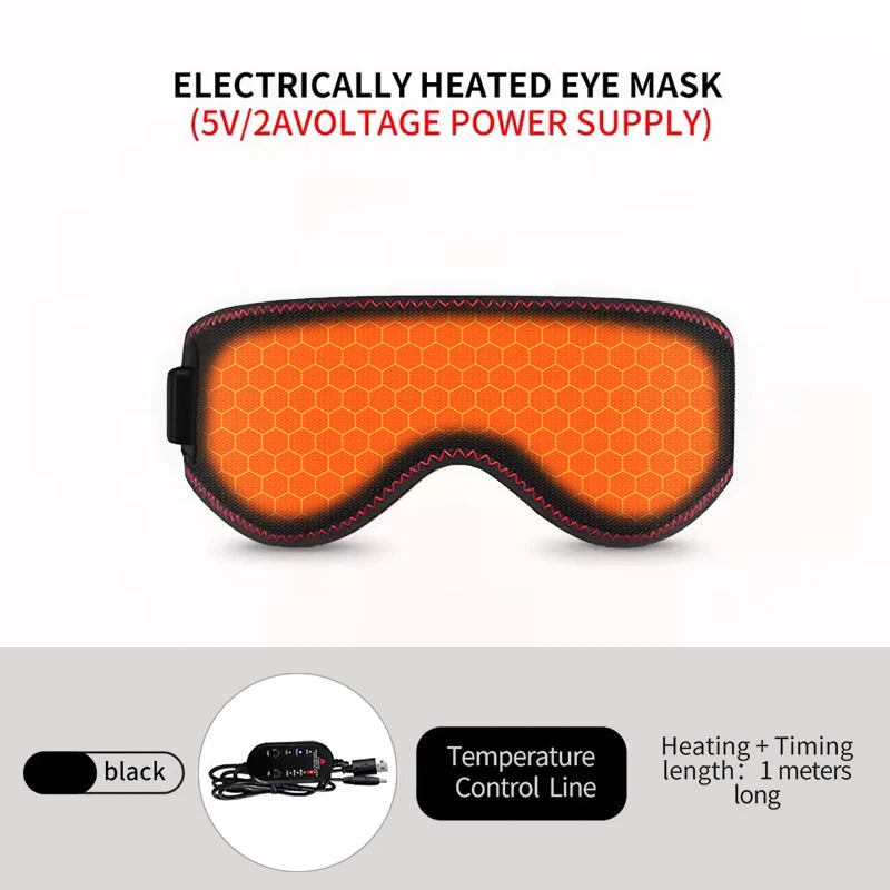 USB Heated Eye Mask for Dry Eyes – 3 Heat Levels Warm Compress Sleep Mask