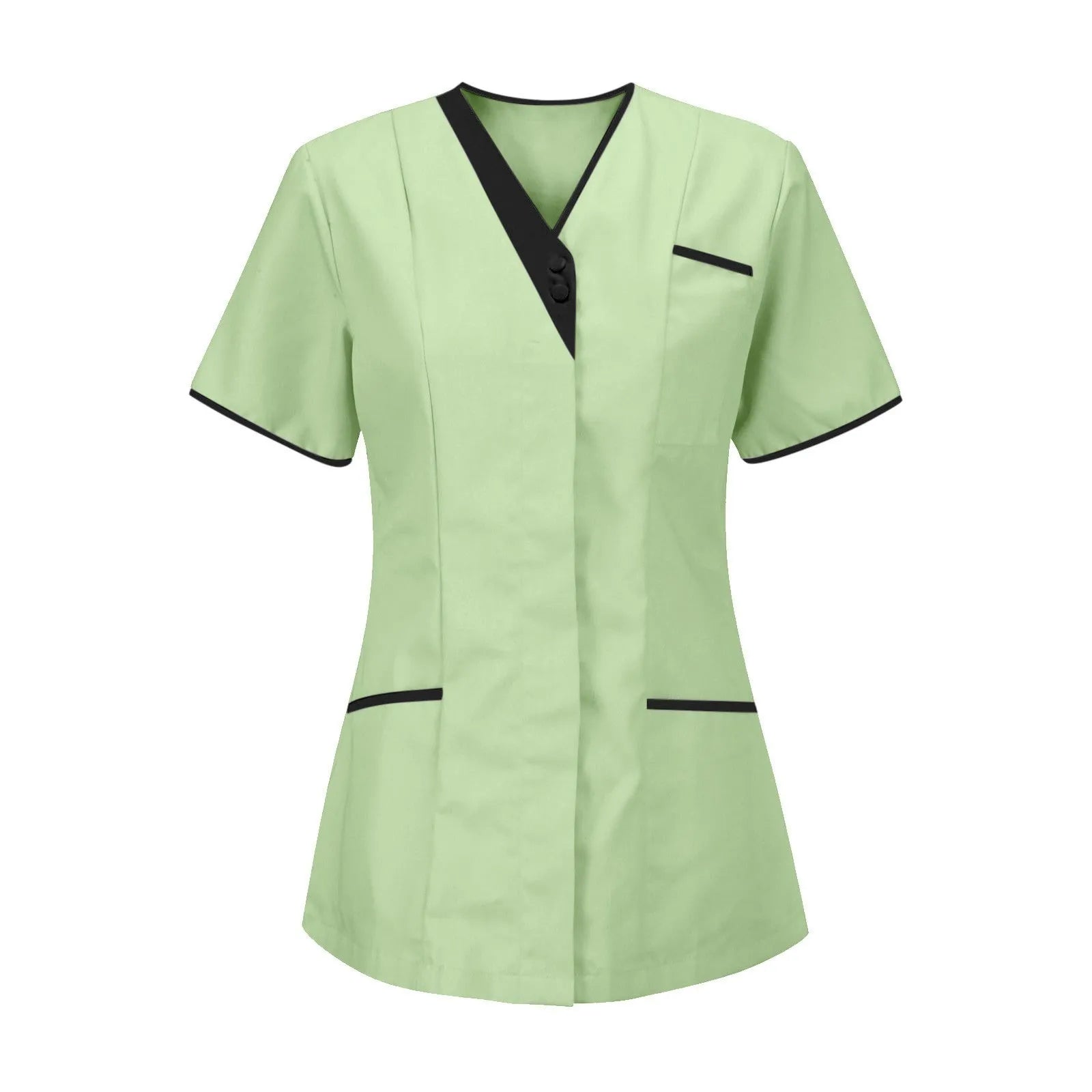 Women’s V-Neck Short Sleeve Tunic Scrubs Tops with Pockets
