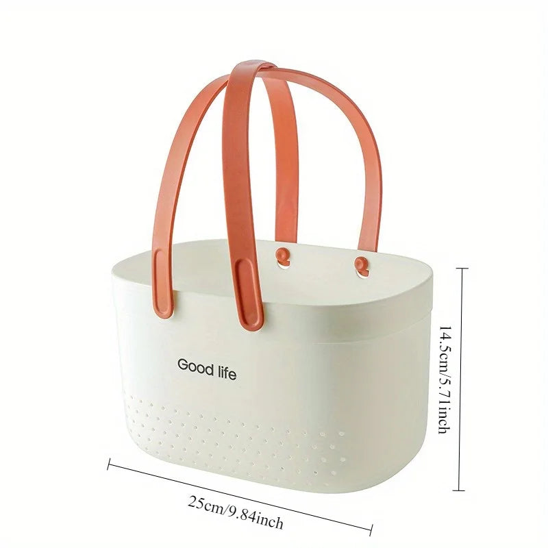 Drainable Tote Basket – Soft Handle Shower & Storage Caddy