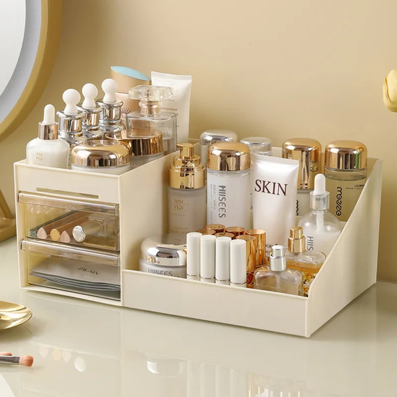 Premium Makeup & Skincare Organizer with 2 Drawers – Desktop Vanity Storage
