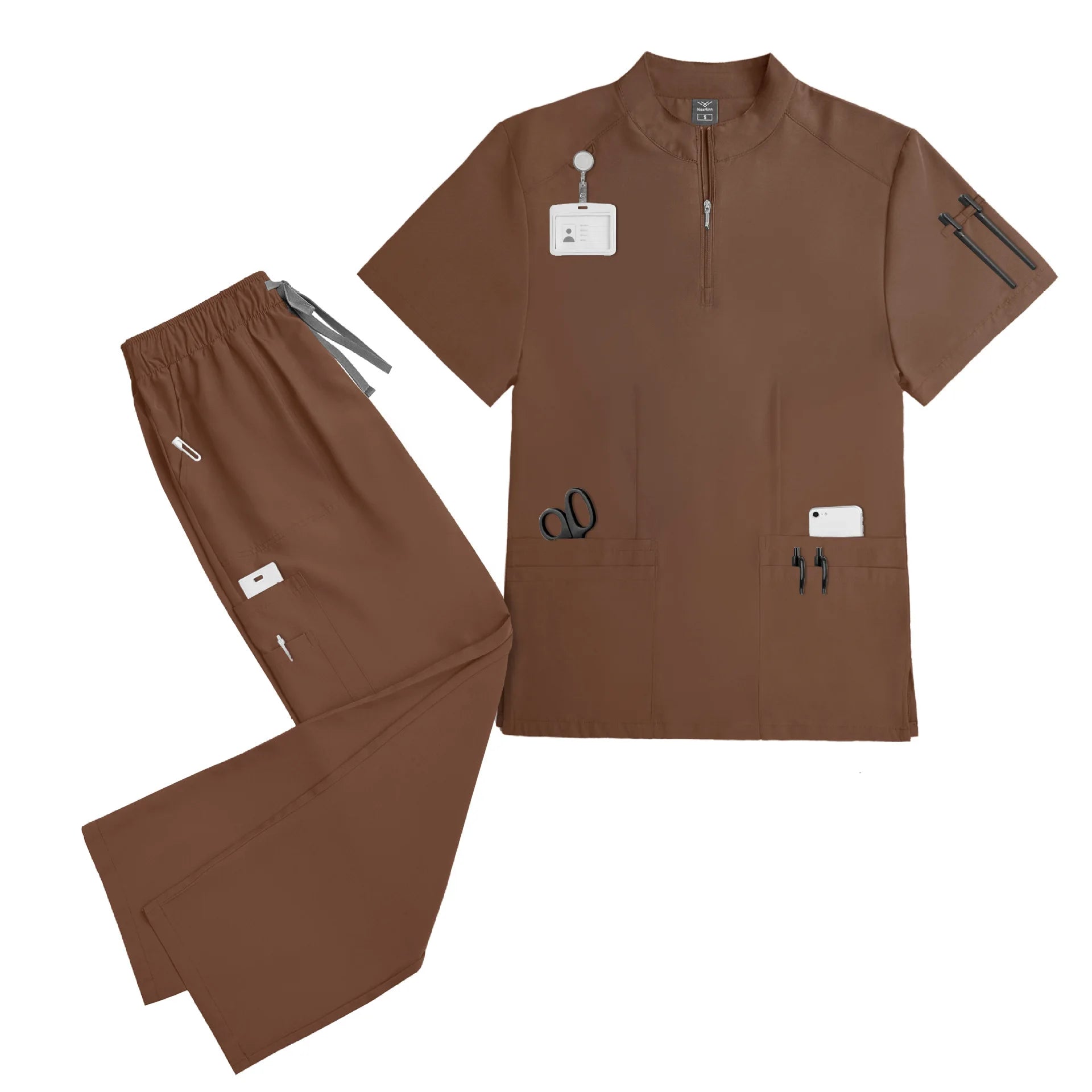 Unisex Quick-Dry Medical Scrub Set | Lightweight V-Neck .