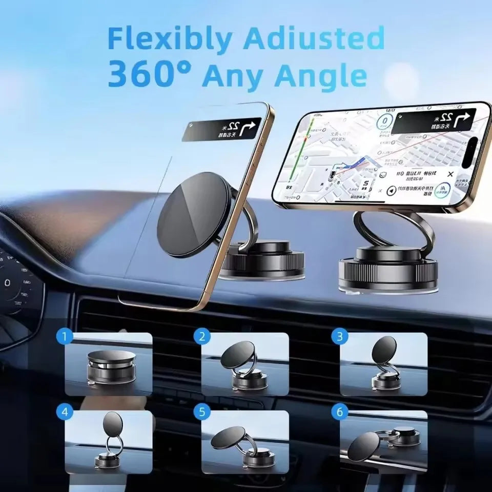 Vacuum Magnetic Car Phone Holder – 360° MagSafe-Compatible Mount