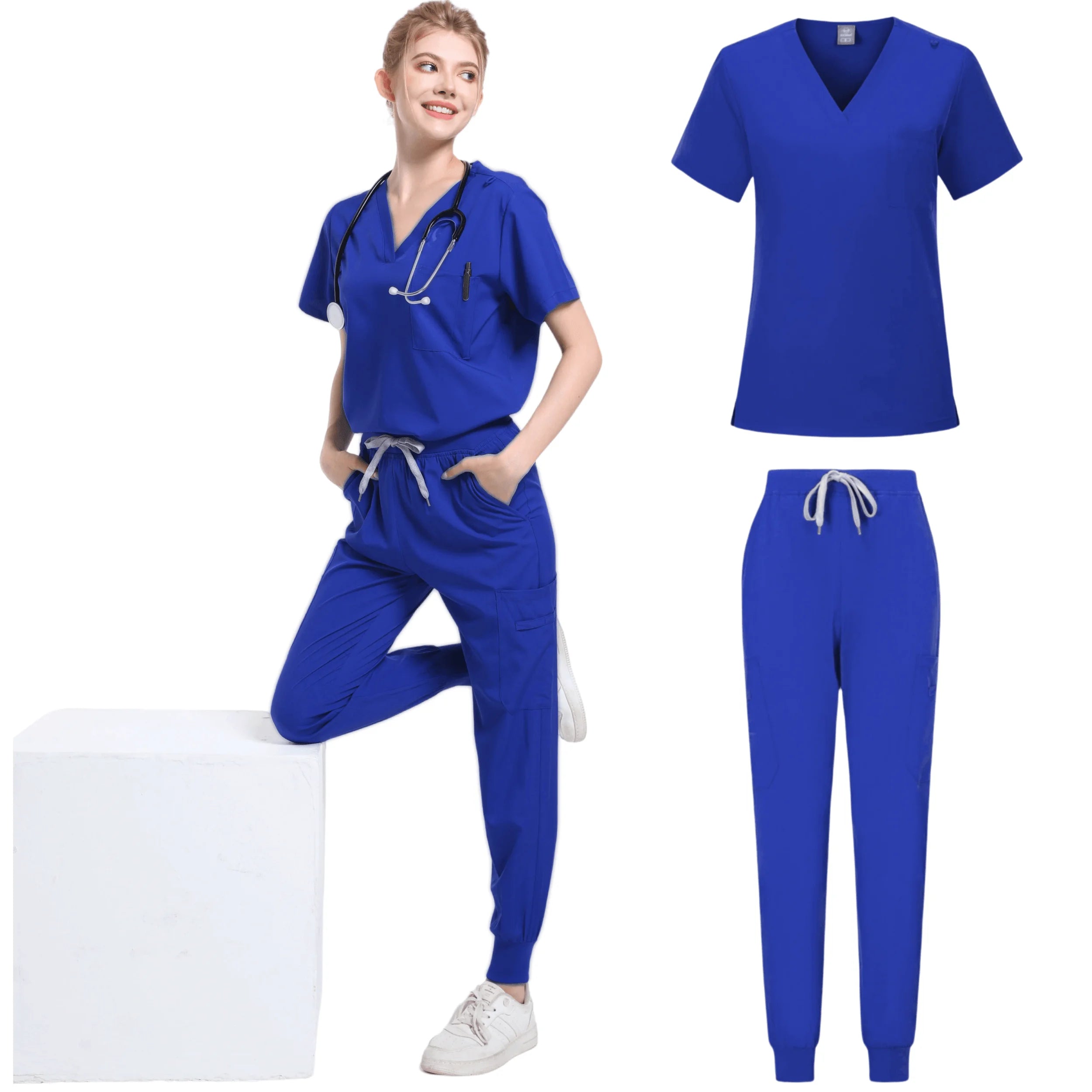 Unisex Medical Scrub Set – Stretch Nursing Uniform