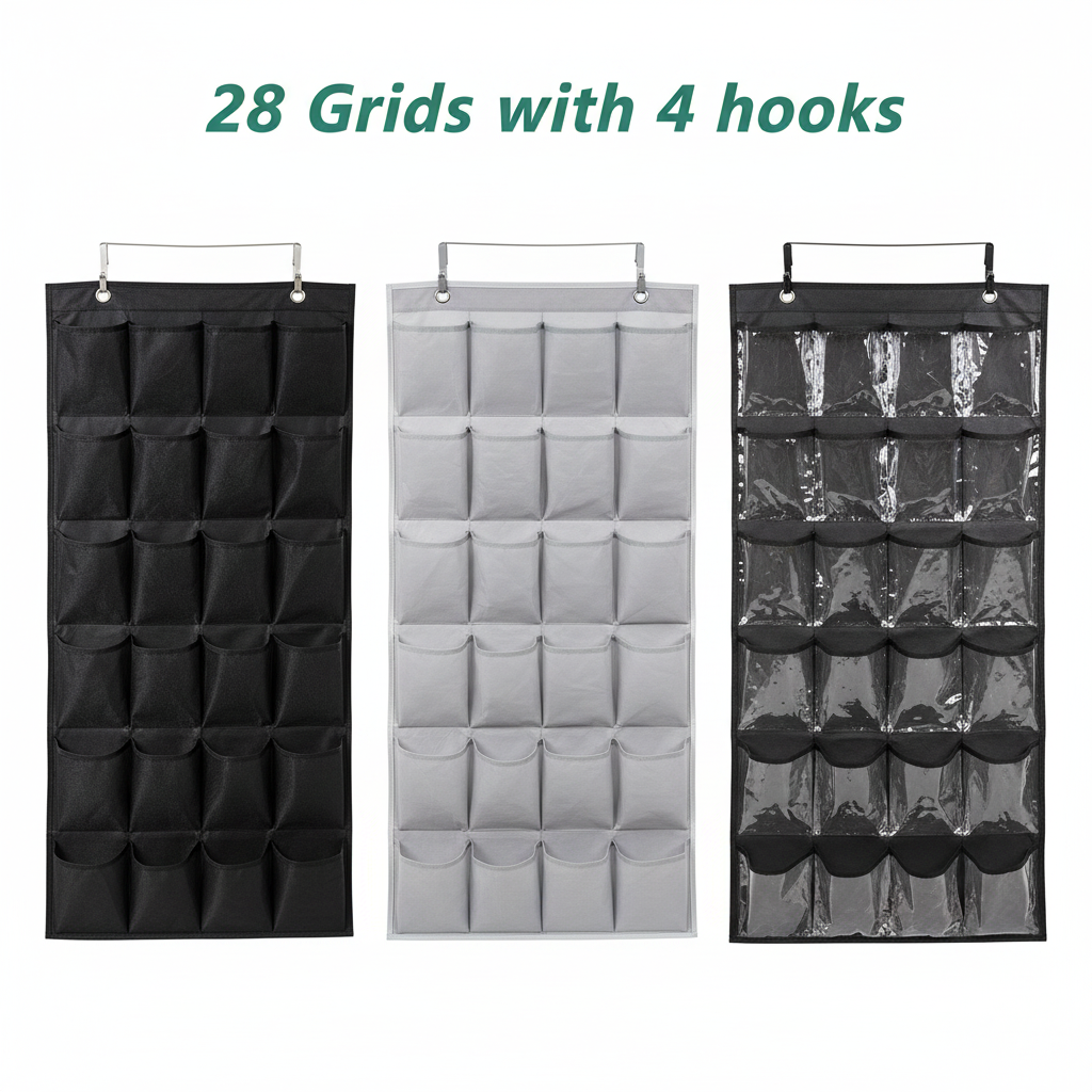 Over The Door Shoe Organizer – 28 Pockets Hanging Storage Holder Hanger Bag Closet