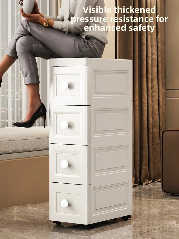 Slim Rolling Storage Cabinet with Drawers – Narrow Space Organizer