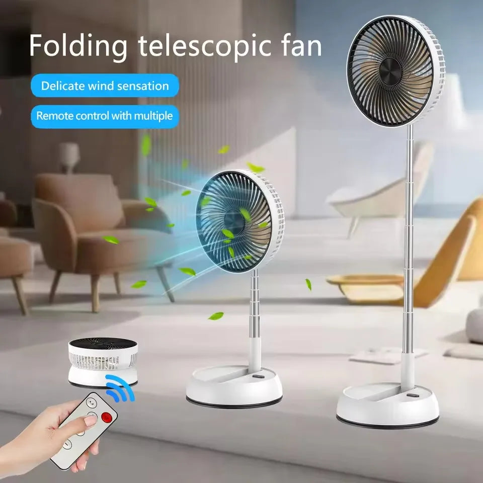 Portable Foldable Standing Fan – Rechargeable with Remote Control