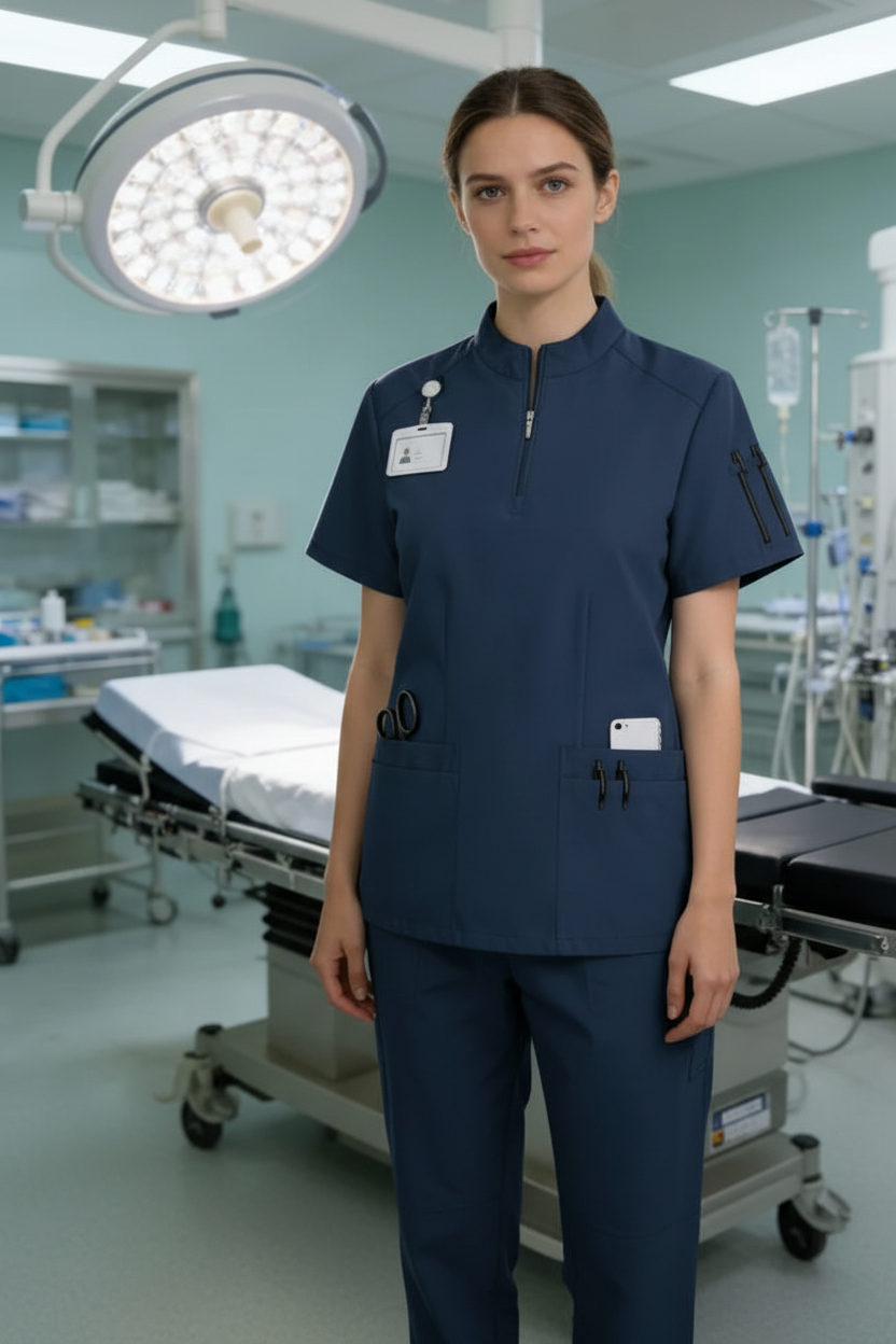 Unisex Quick-Dry Medical Scrub Set – Lightweight V-Neck