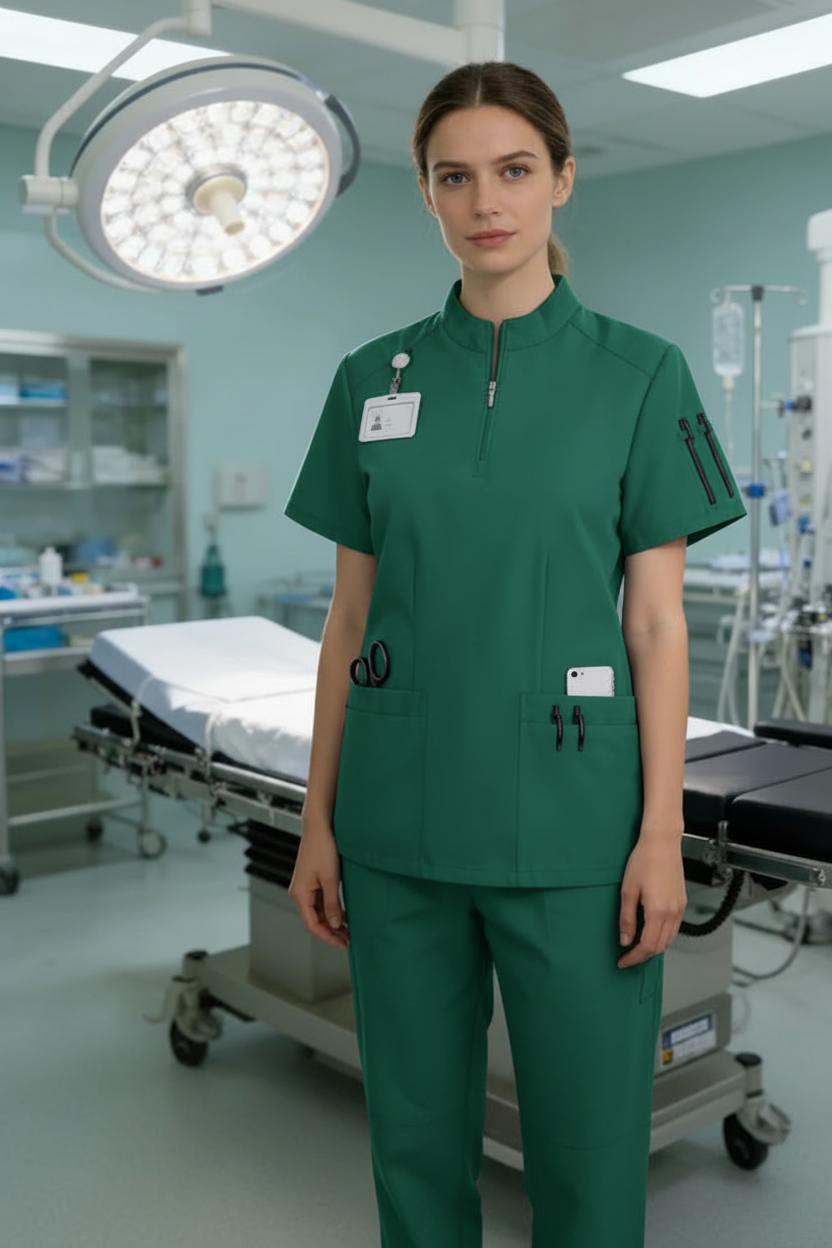 Unisex Quick-Dry Medical Scrub Set – Lightweight V-Neck