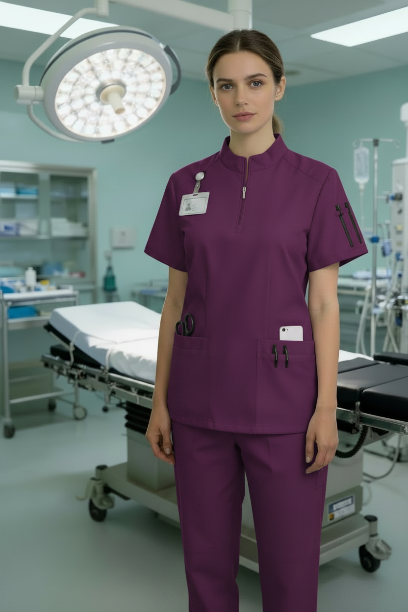 Unisex Quick-Dry Medical Scrub Set – Lightweight V-Neck