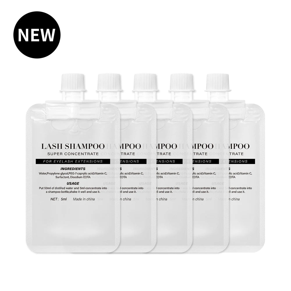 GLAMLASH Lash Shampoo Foam Cleanser – Deep Cleaning Eyelash Extension Wash, 5-Pack Concentrate