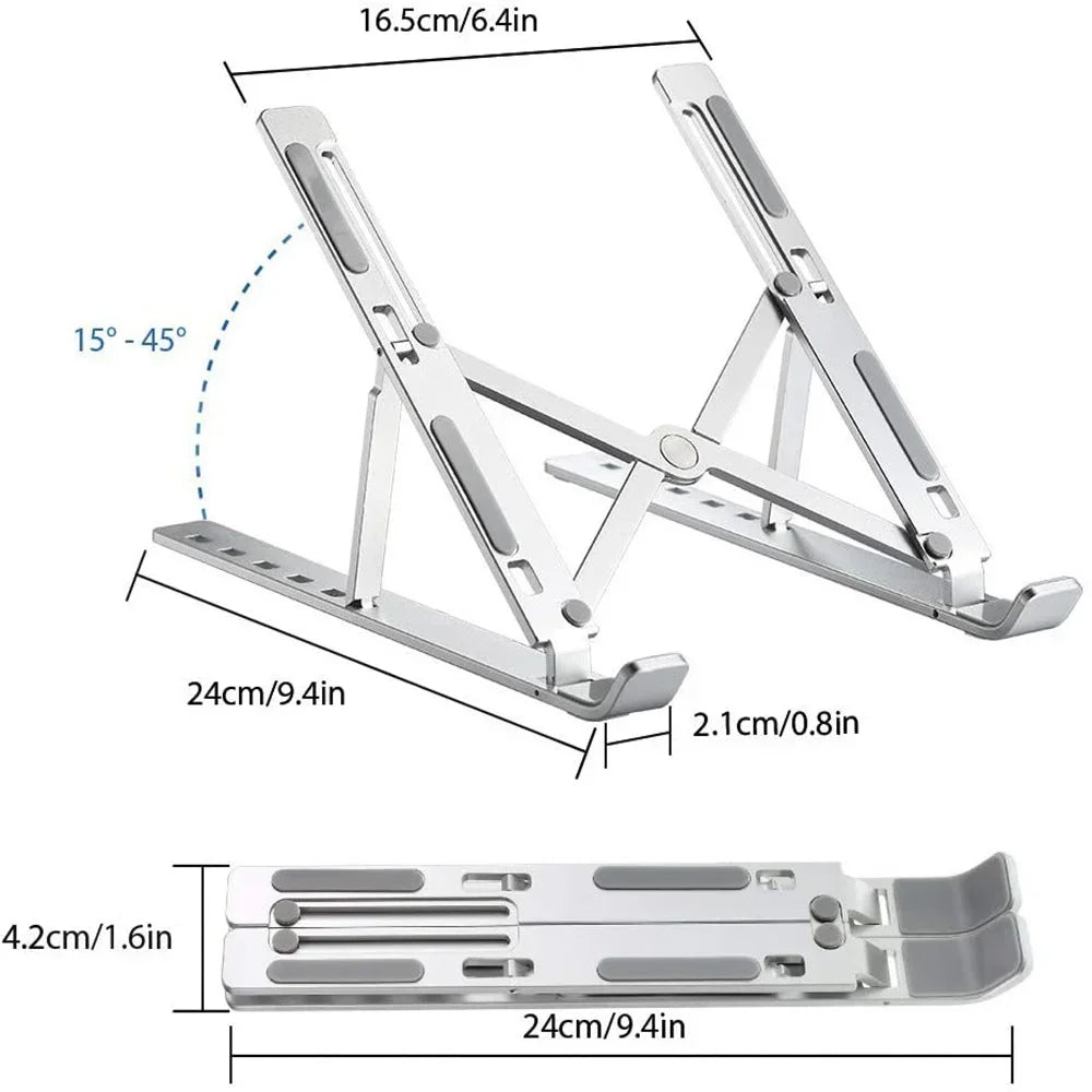 Adjustable Ergonomic Laptop Stand – Foldable Aluminum Computer & Tablet Riser