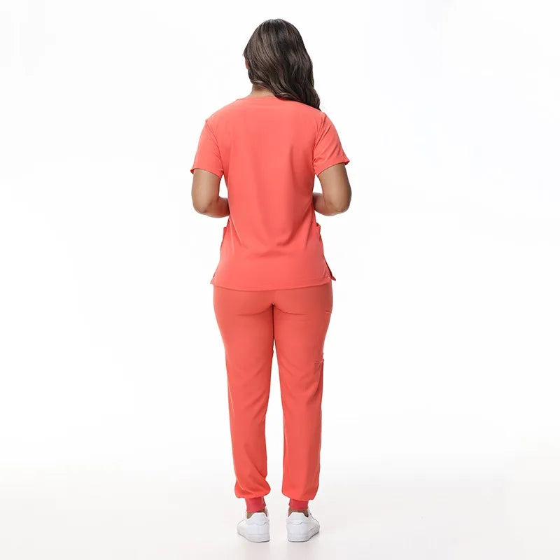 Women's Stretch Medical Scrub Set – Quick-Dry V-Neck,Stylish jogger, Patch pockets,Nursing Uniform