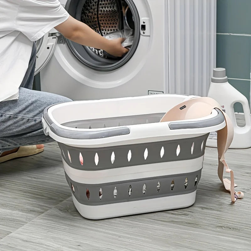 Collapsible Laundry Basket – Portable Handled Tub
