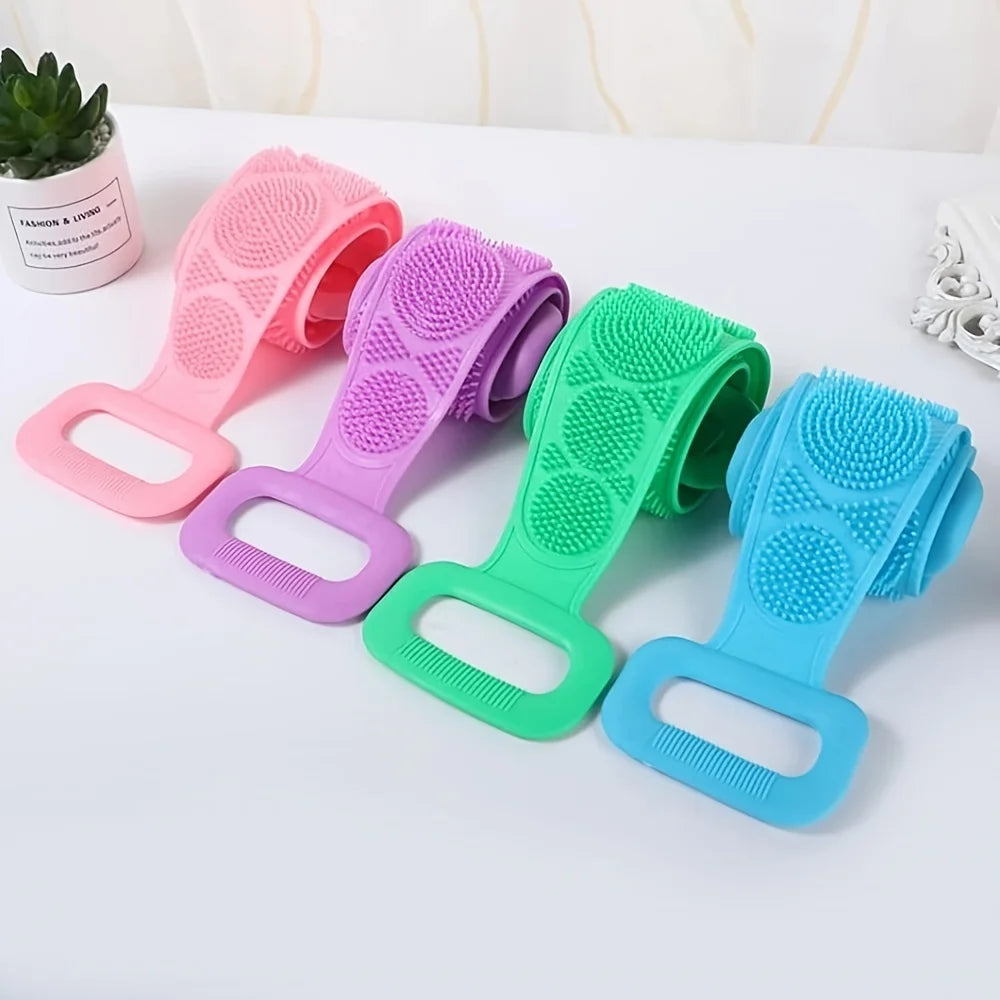 Silicone Exfoliating Back Scrubber – Long Body Shower Massage Brush